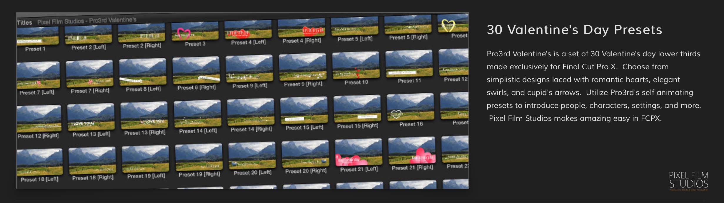 Pro3rd Valentines Lower Third pack for Final Cut Pro X from Pixel Film Studios