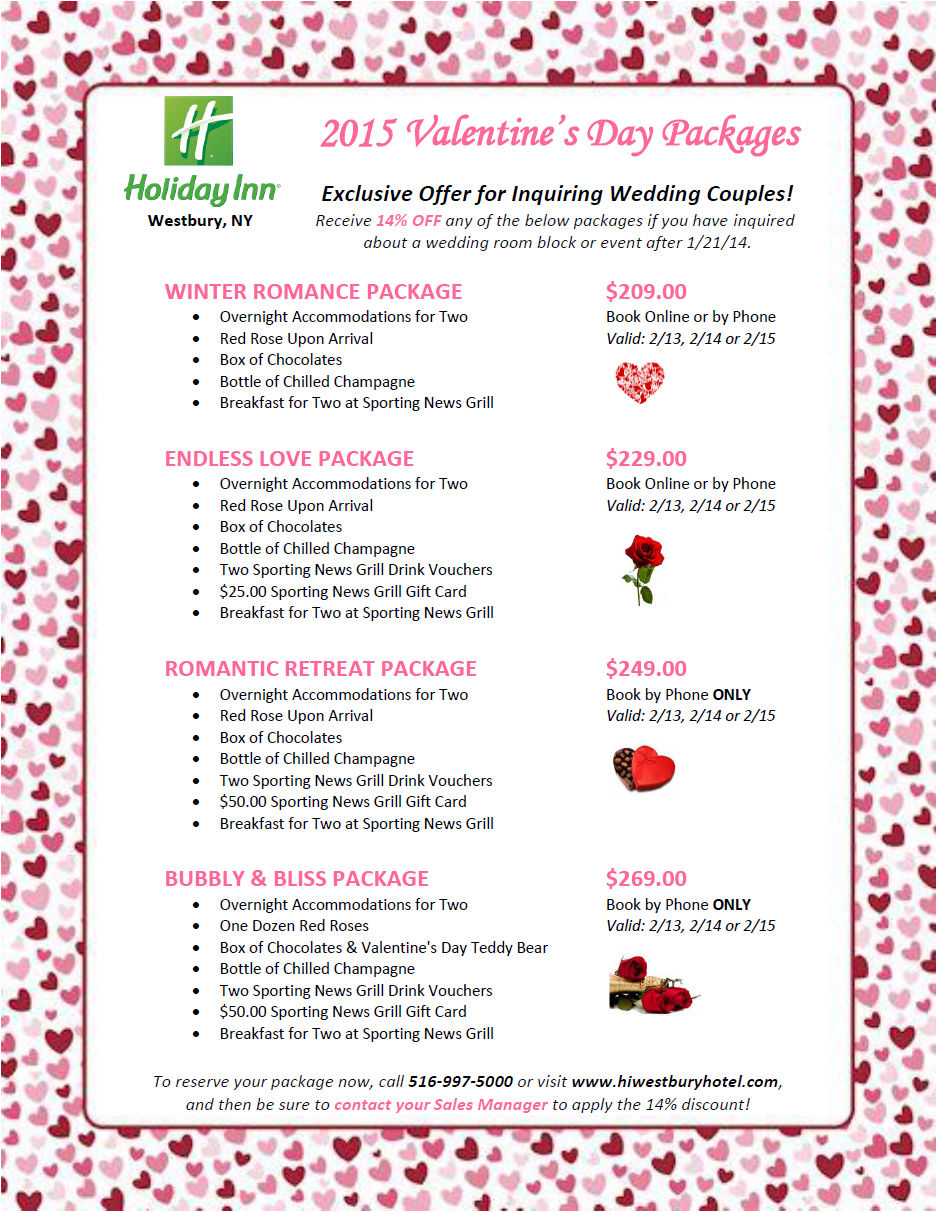Valentine's Day Packages Wedding Couples Discount