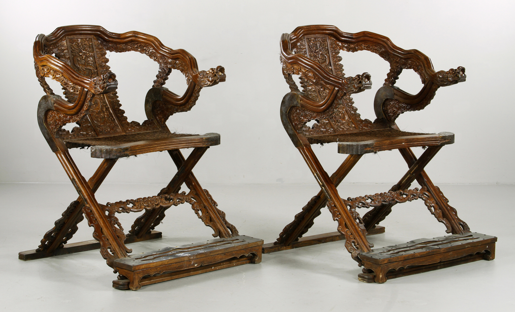 Pair of Chinese Huanghuali office chairs