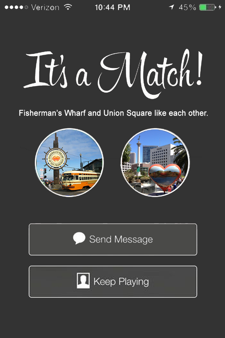 Fisherman's Wharf and Union Square SF Tinder Match