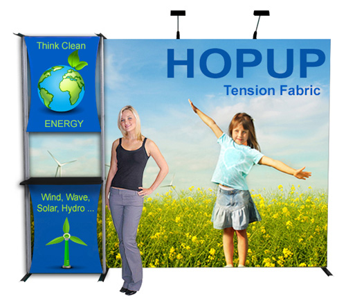 Adage Displays' full line of Hop Up tension fabric displays will meet any design or space requirement.