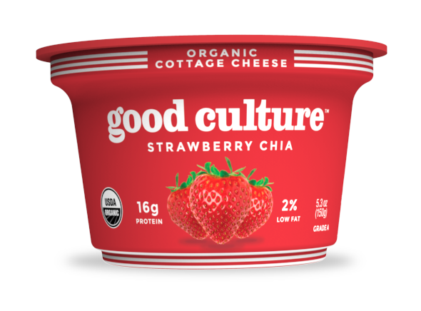 good culture organic cottage cheese, "strawberry chia"