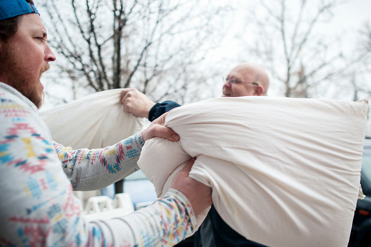 Start a pillow fight with a stranger