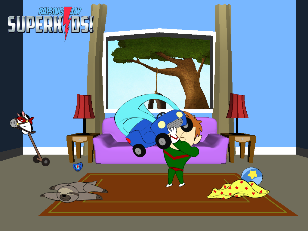 Super Boy Lifting Car Screenshot - Raising My SuperKids