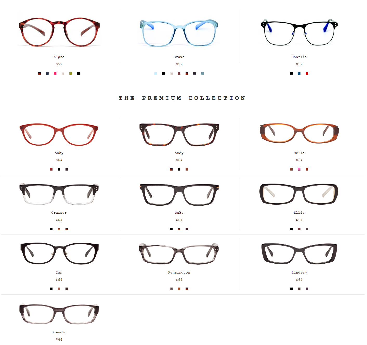 Phonetic Eyewear's frame collections