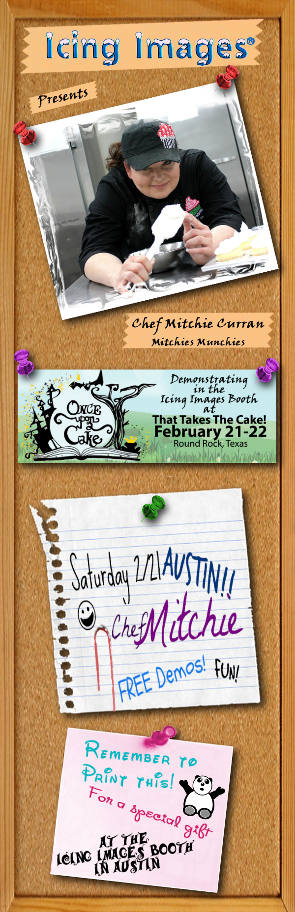 Chef Mitchie of Mitchies Munchies - coupon to present at Icing Images booth