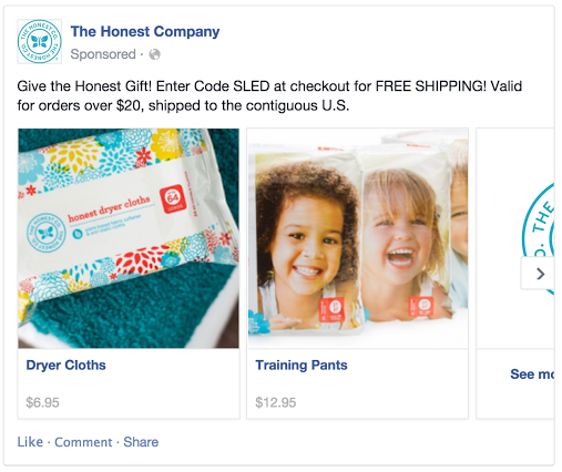 Example Dynamic Product Ad on Facebook