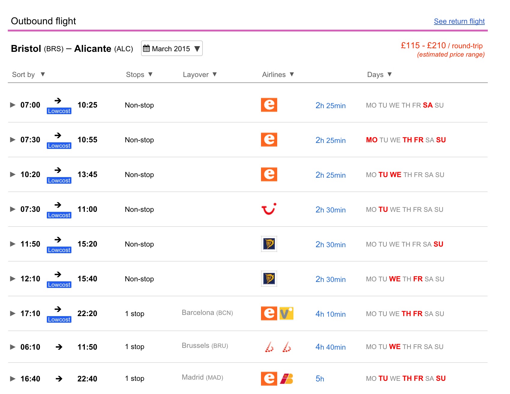 Monthly flight schedules in less than 1 second