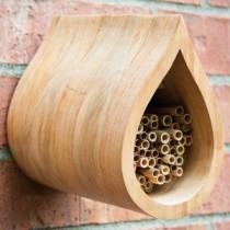 This mason bee house can hold enough bees to pollinate a backyard garden