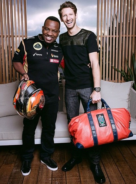 CEO Dominique Siby with Formula 1 champion Romain Grosjean