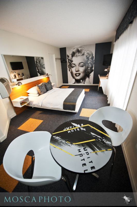 The Marilyn Monroe Room at the Jupiter Hotel, Portland, Oregon. Each room at the hotel features a unique custom mural.