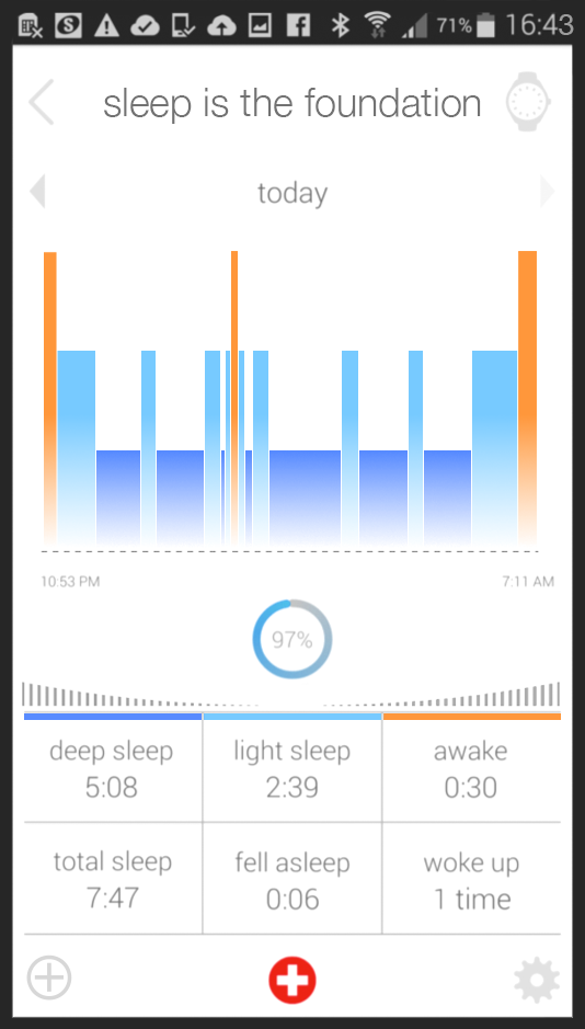 MMT app with Mondaine branding - sleep monitoring