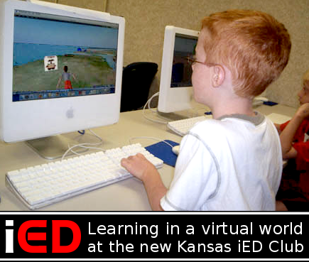 Kansas student learning in a virtual world at the state's new Immersive Education "Creative Computing" Club