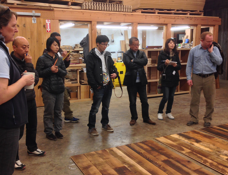 Three Japanese distributors, Ikegami & Co., Chubu Maintenance, and Kozaibiyori each offering Pioneer Millworks products, visit the USA facility.