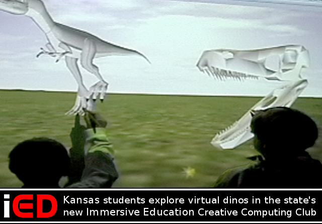 Students explore virtual dinos in their Immersive Education "Creative Computing" Club