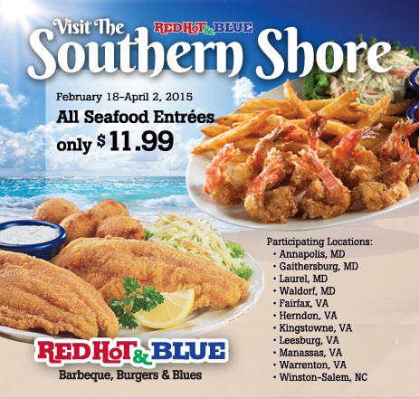 Southern Seafood Limited Time Menu at Red Hot & Blue Restaurants