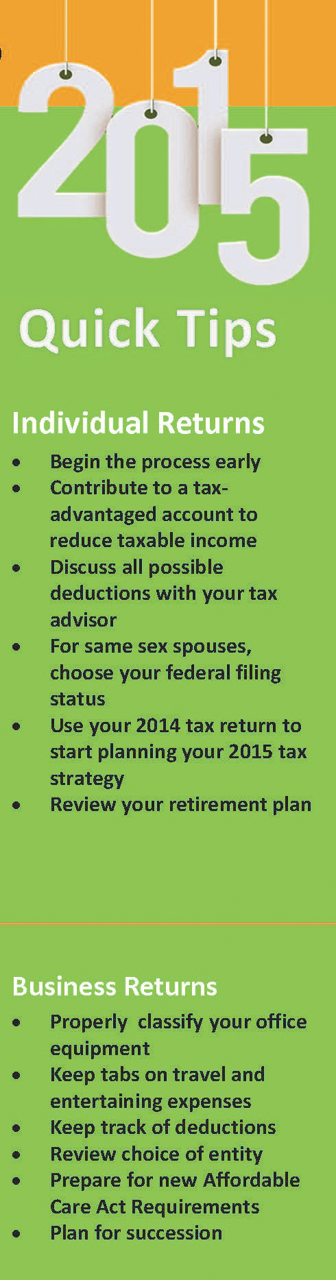 Quick Tax Tips for the 2015 Filing Season