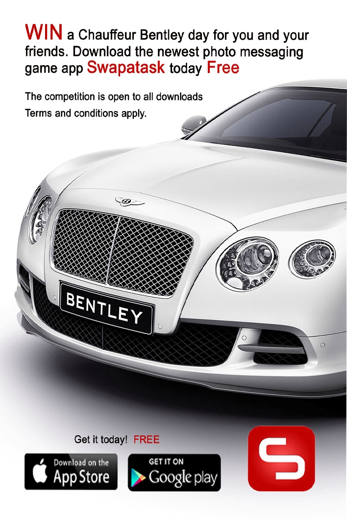 Win a chauffeur Bentley Day for you and your friends.