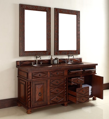 Continental 72″ Double Bathroom Vanity In Burnished Cherry 100-V72-BCH from James Martin Furniture