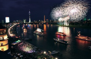 Japan Day fireworks on Rhine River