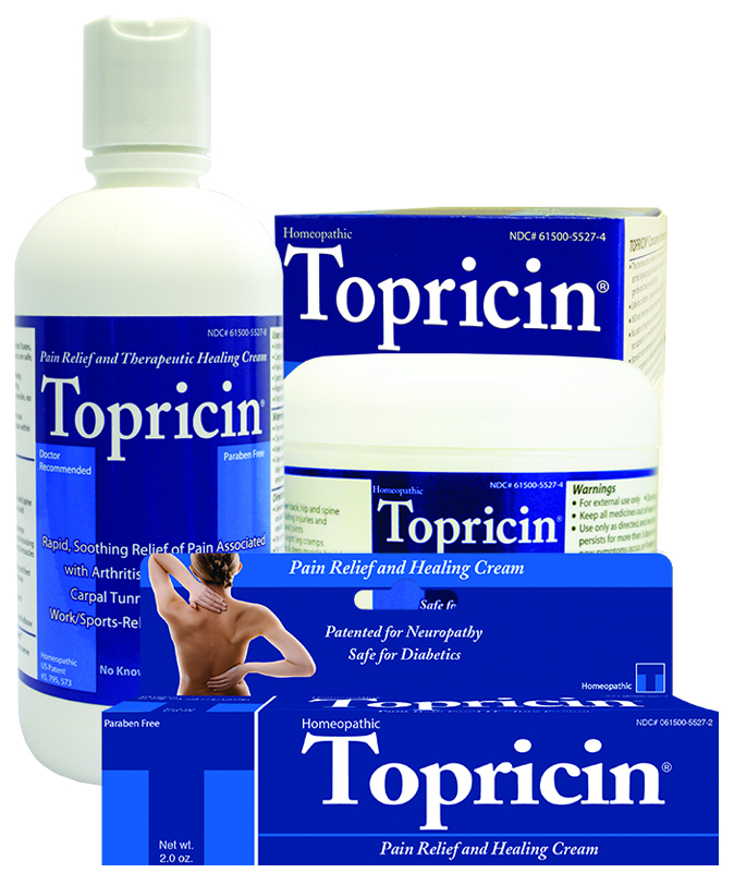 Safe, effective Topricin Pain Relief and Healing Cream is formulated with a combination of natural biomedicines that help stimulate and support the body's own healing chemistries
