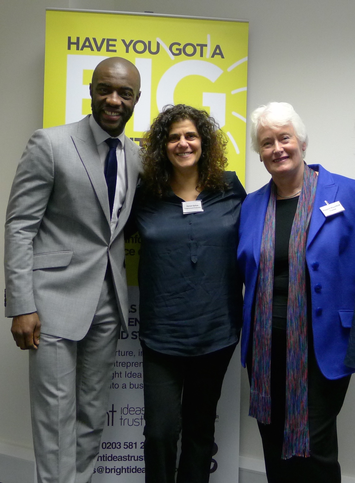 Tim Campbell MBE, Dr Margaret Mountford and Hanan Kattan launch Marketing Mastery for the Bright Ideas Trust