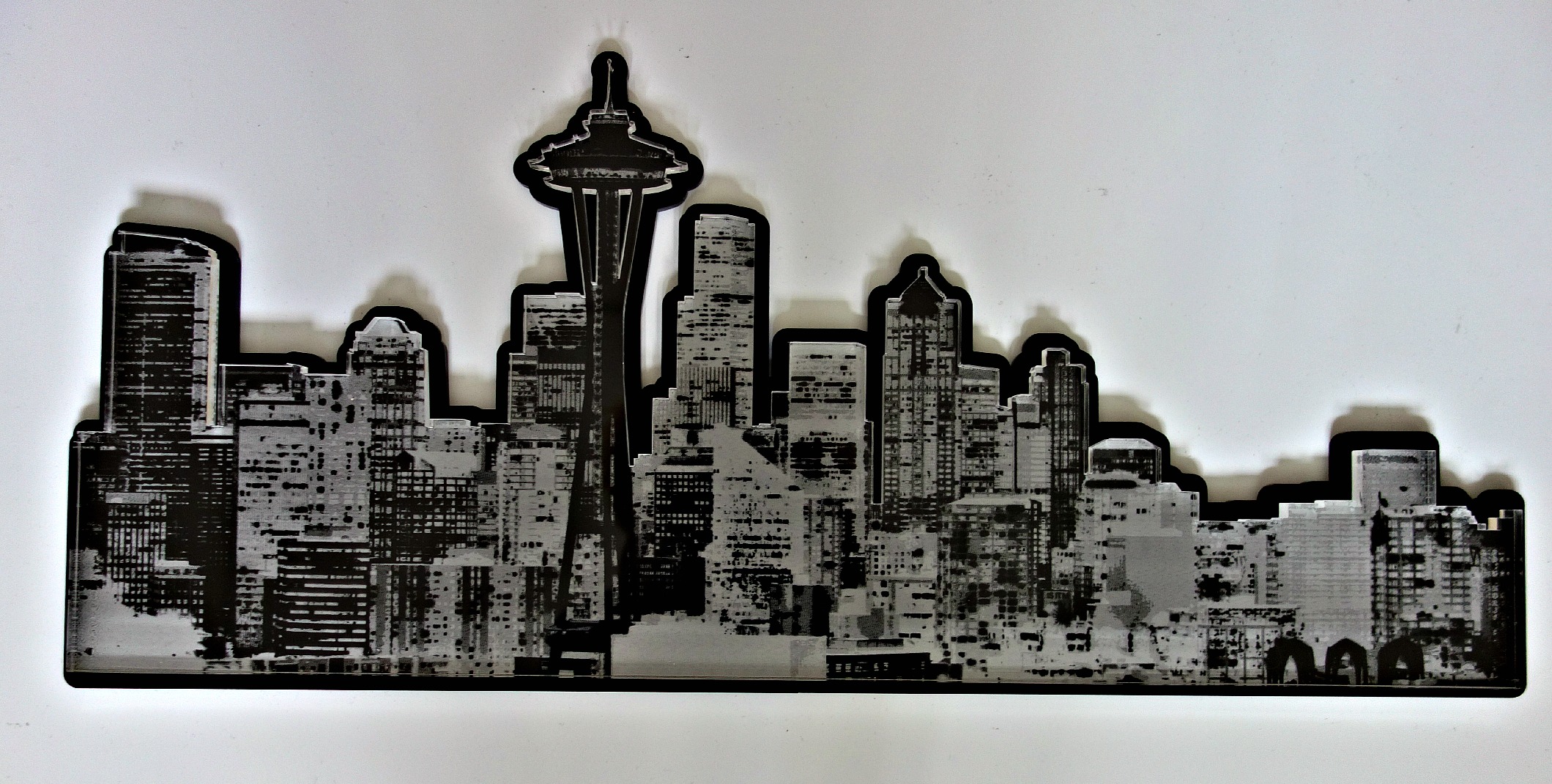 Laser Cut and Etched 1/2" Thick Plastic Acrylic Seattle Skyline