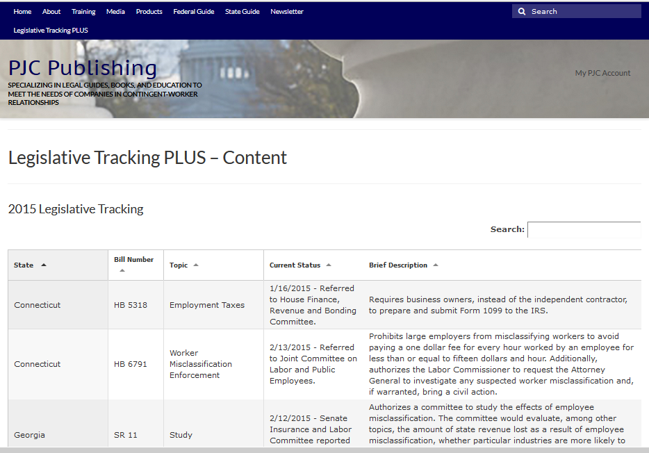 Legislative Tracking PLUS - www.PJCLegalPublishing.com