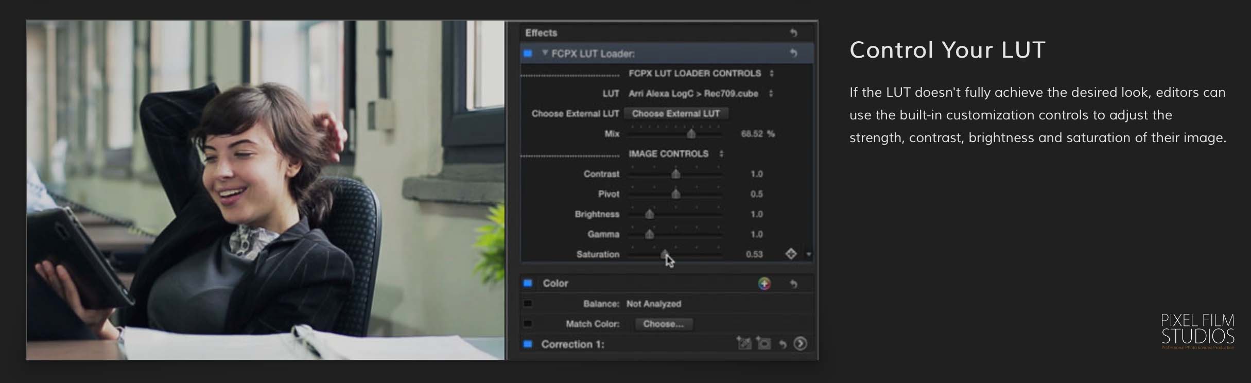 Free LUT Loader tool for Final Cut Pro X from Pixel Film Studios