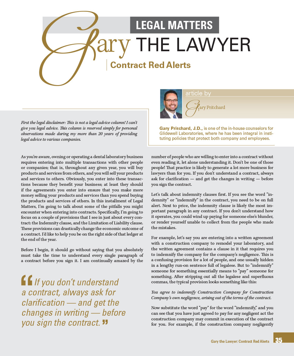 Legal Matters: Gary the Lawyer - Contract Red Alerts