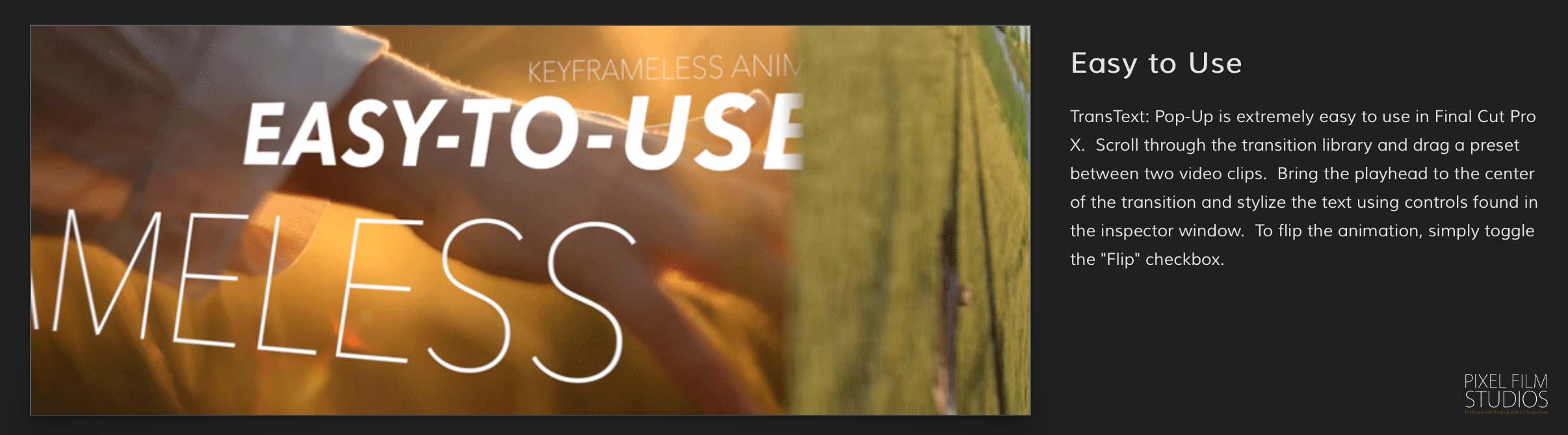 TransText Popup Transition from Pixel Film Studios for Final Cut Pro X