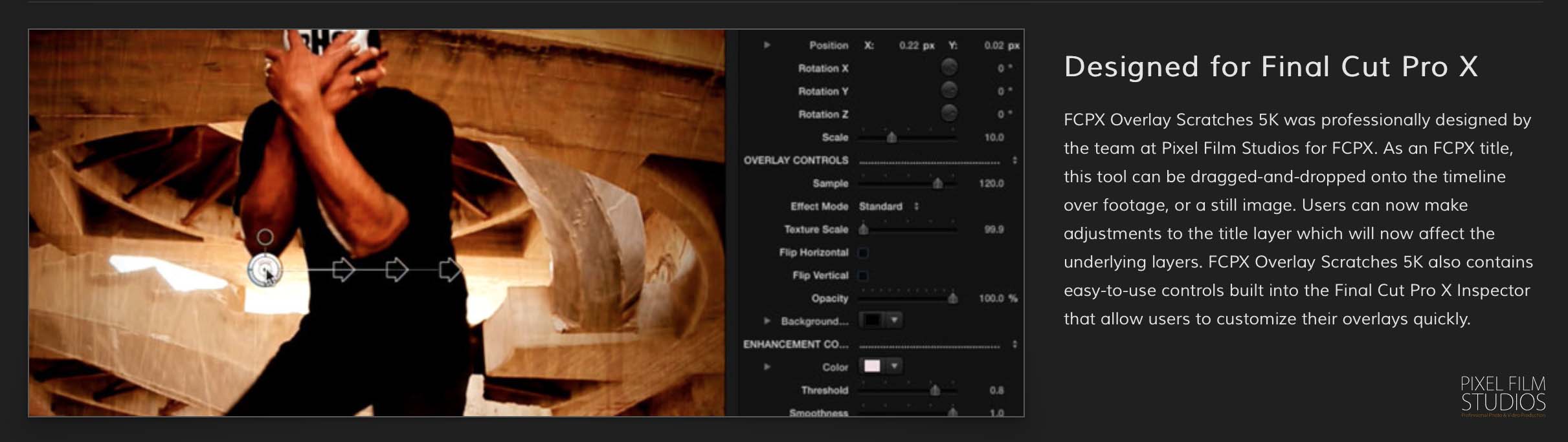 FCPX Overly Scratches 5k for Final Cut Pro X from Pixel Film Studios