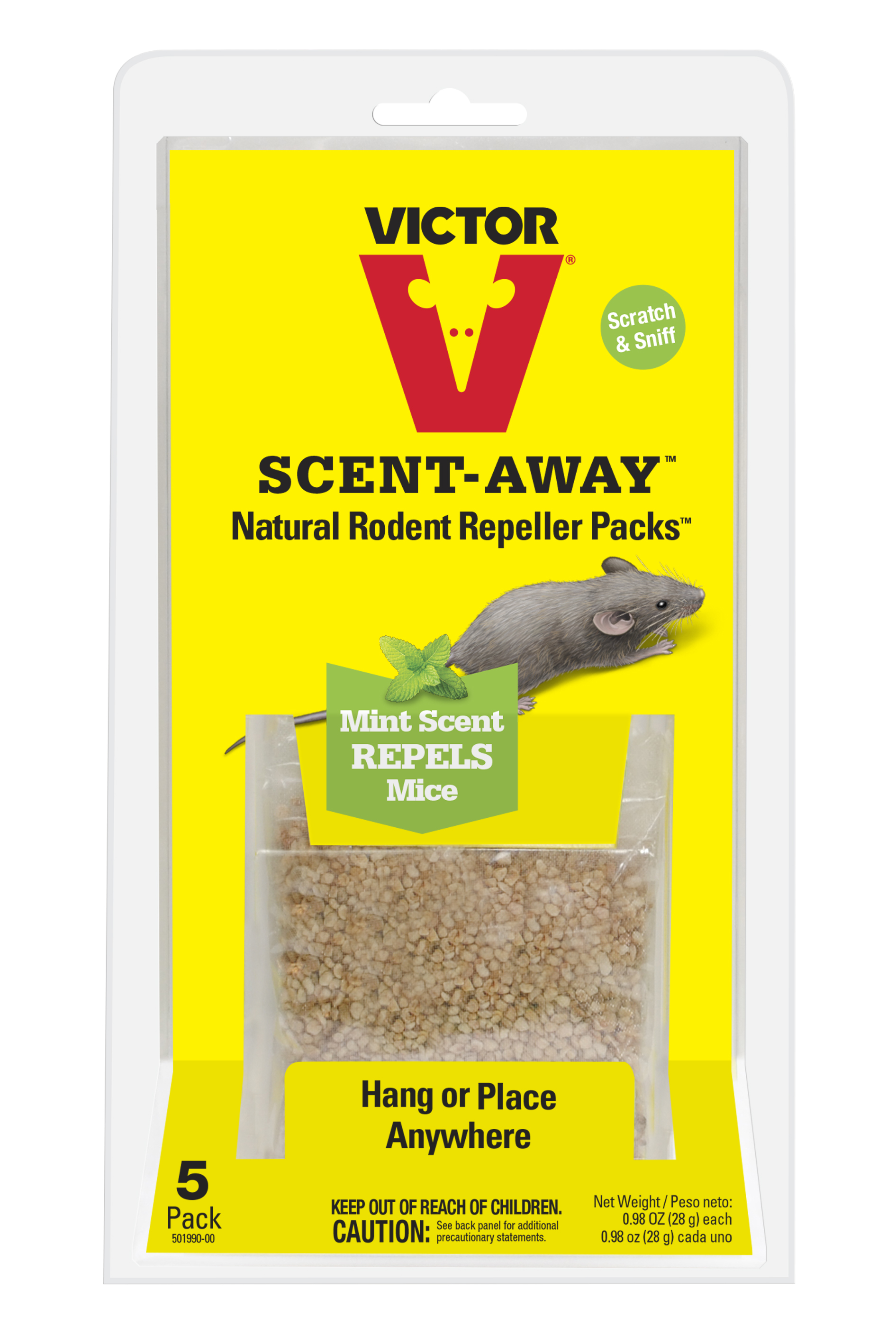 Victor® Scent-Away™ Natural Rodent Repeller Packs™ provide a clean and simple solution for getting rid of mice for up to an entire month.