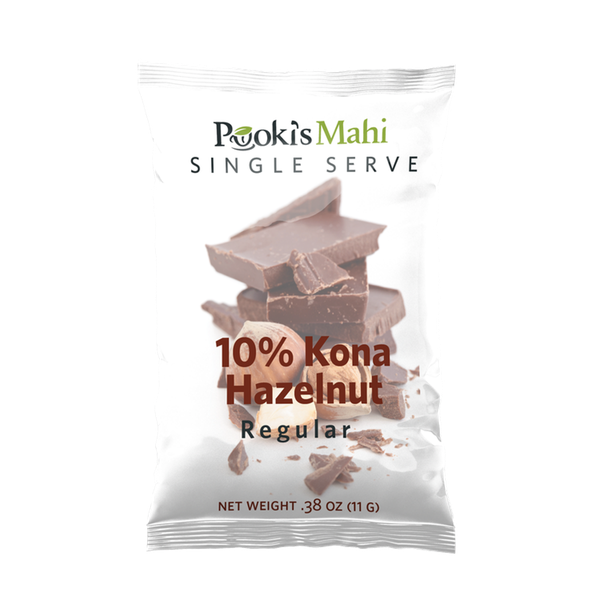 Pooki's Mahi's 10% Kona Coffee, Hazelnut, Single Serve, 24-count