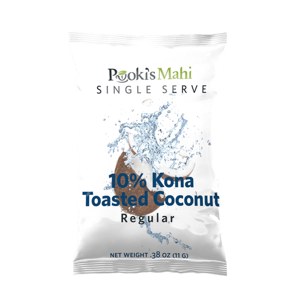 Pooki's Mahi's 10% Kona Coffee, Toasted Coconut, Single Serve, 24-count