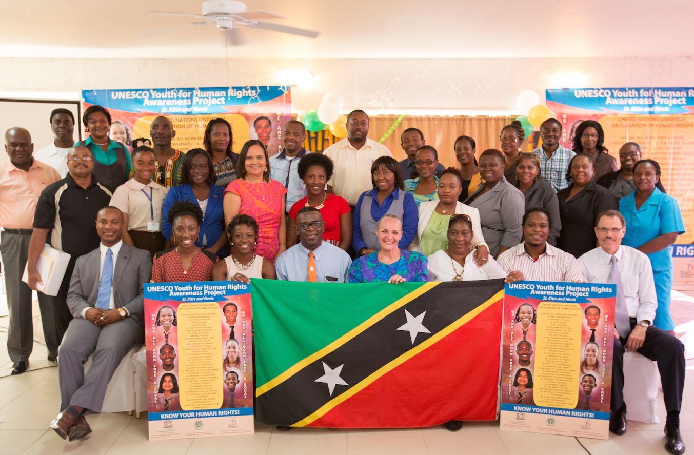 St. Kitts teachers learned to conduct Youth for Human Rights education at a workshop March 4, 2015, sponsored by UNESCO and Youth for Human Rights International.