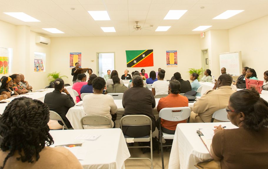 Teachers’ workshop on the island of Nevis March 3, 2015, sponsored by UNESCO and Youth for Human Rights International.