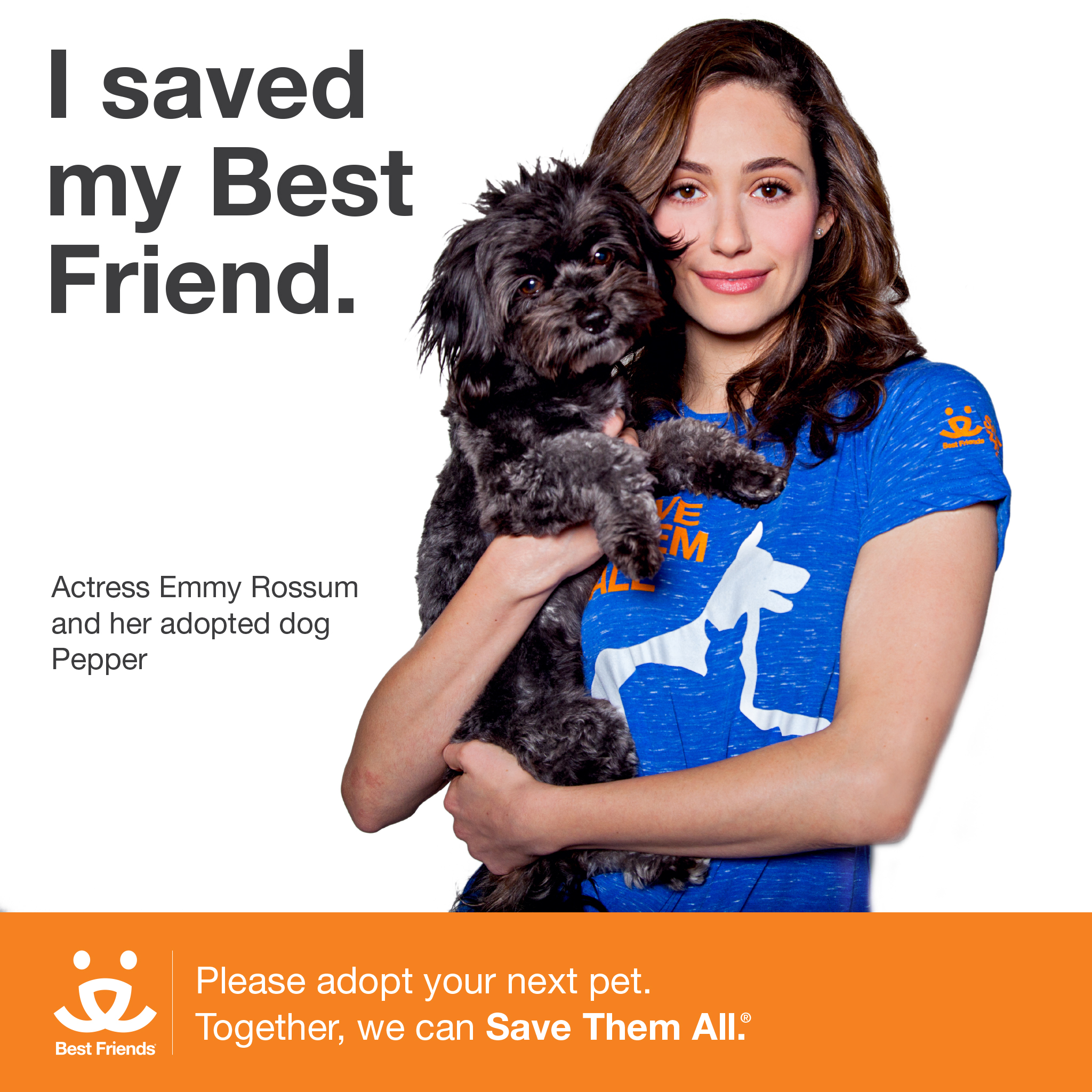 Emmy Rossum, star of 'Shameless' joins Best Friends 'I Save' photo campaign