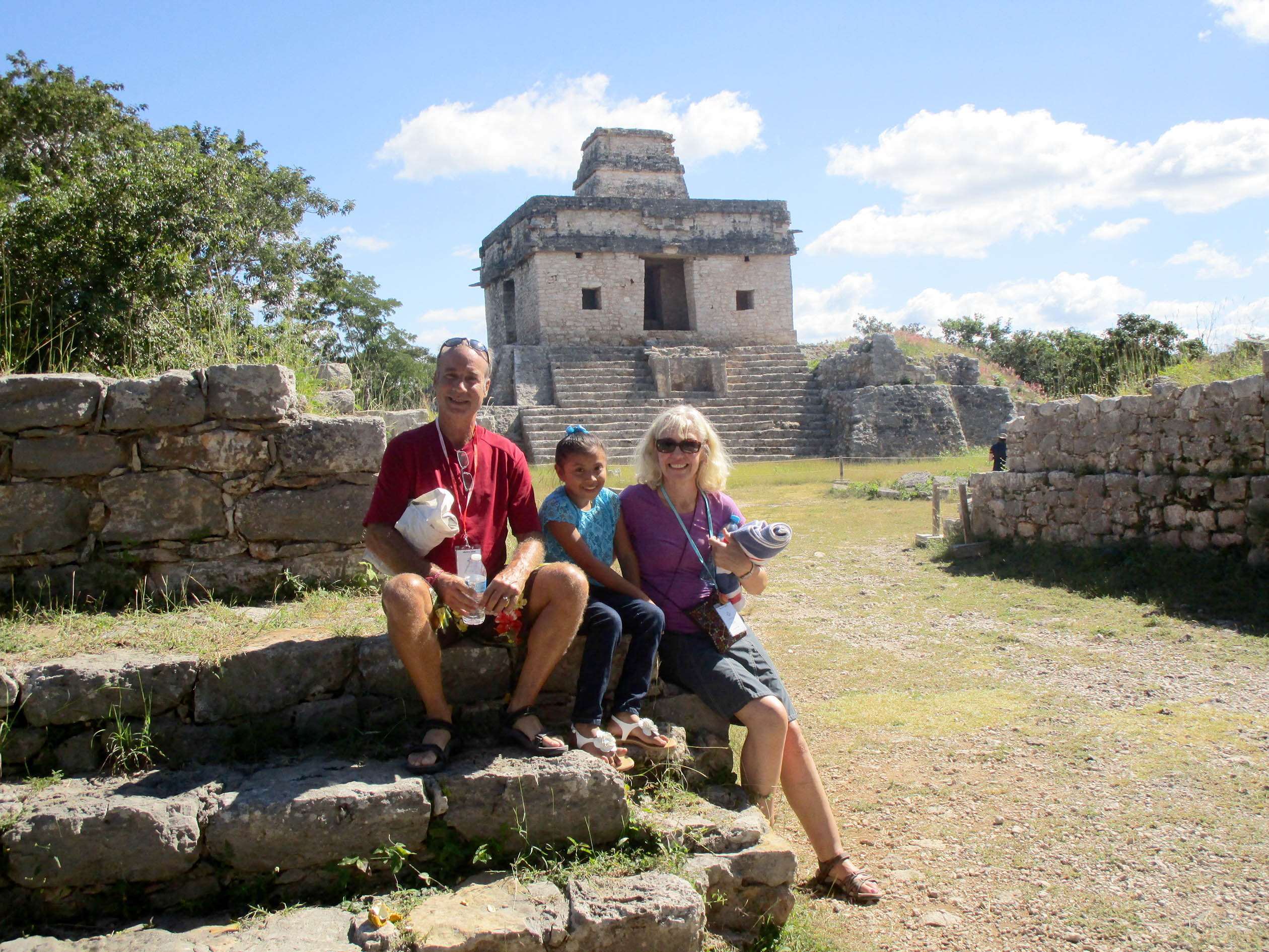 Jack (left) and Jodi (right) visiting their 8-year-old sponsored friend, Kareli (middle), on an Unbound Awareness Trip in Merida, Mexico