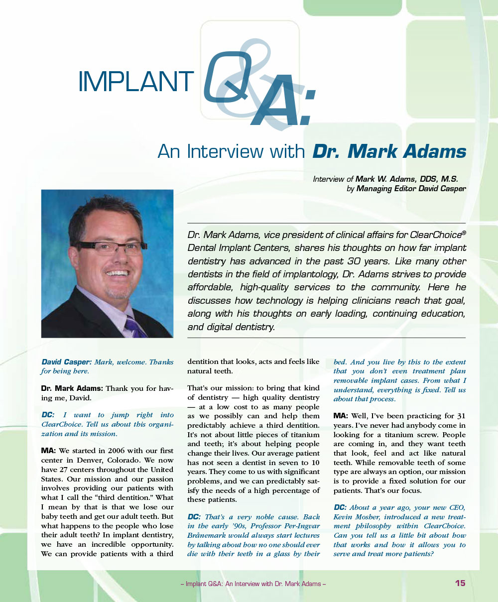Implant Q & A: An Interview with Dr. Mark Adams