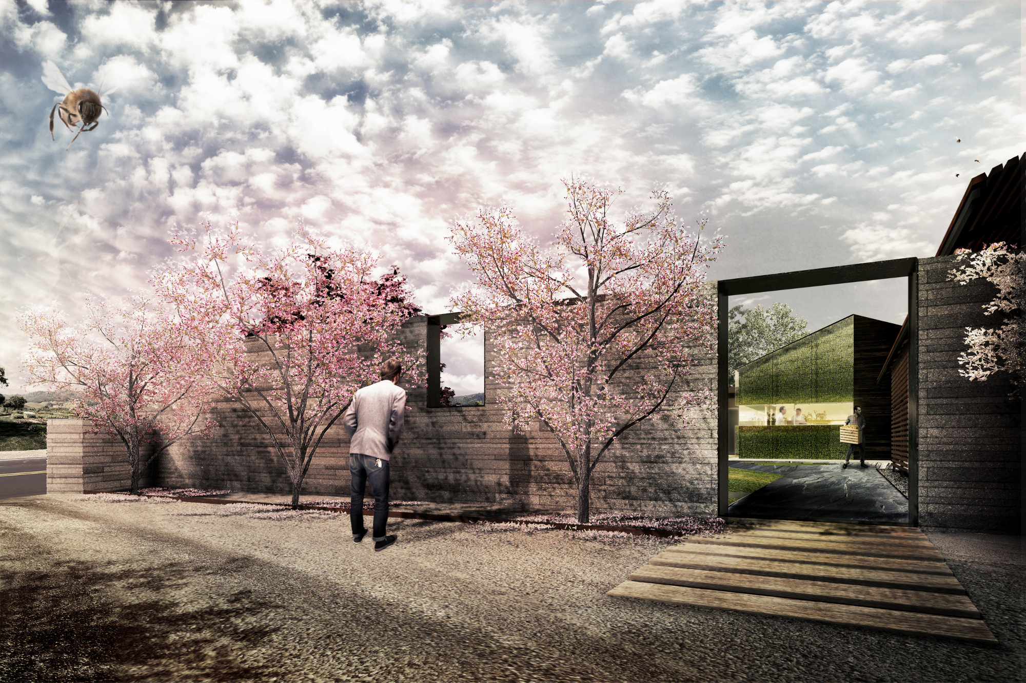 The French Laundry’s new landscape design will double the size of the existing garden and provide a new vehicular drop-off entry, extending the guest experience to the street edge. Rendering: Snøhetta