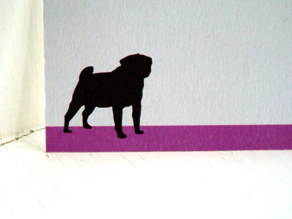 Pug Personalized Notecards from Pet Silhouette Collection