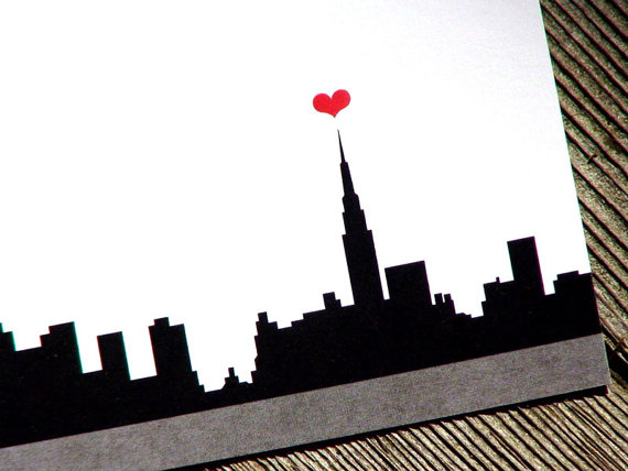 I Love New York City Personalized Thank You Notes with Red Heart