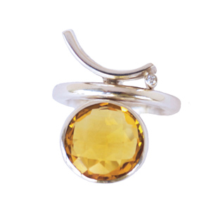 Voyage Rio Ring/Pendant by Elena Kriegner. Sterling silver, 4.8ct. Citrine and Diamonds