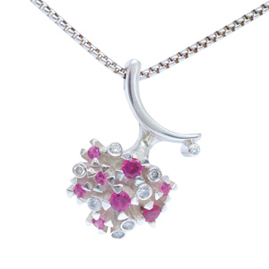 Voyage Hawaii Ring/Pendant by Elena Kriegner. Sterling Silver, Pink Sapphires and Diamonds