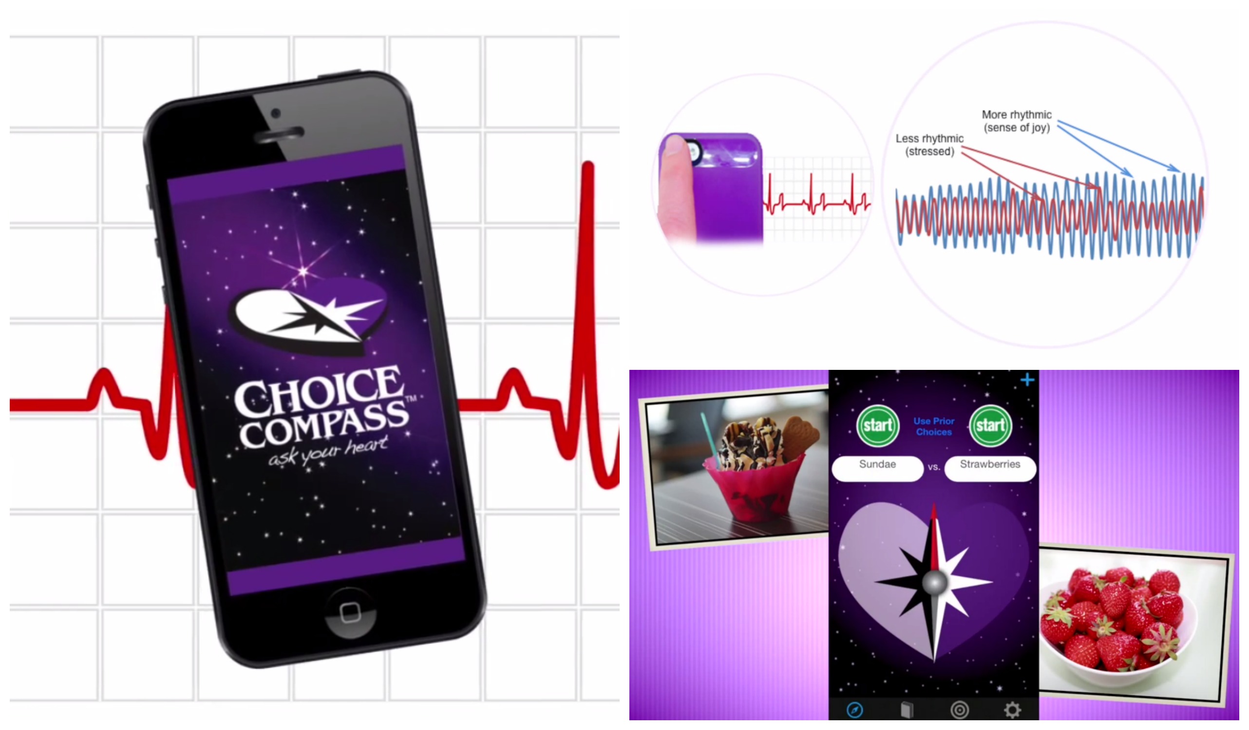 Choice Compass gets to the heart of the matter by allowing users to access their heart rhythms when deciding between two choices.