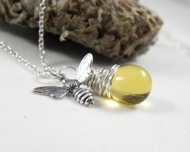 Sterling Silver Honey Bee Necklace from Luna Jewelry