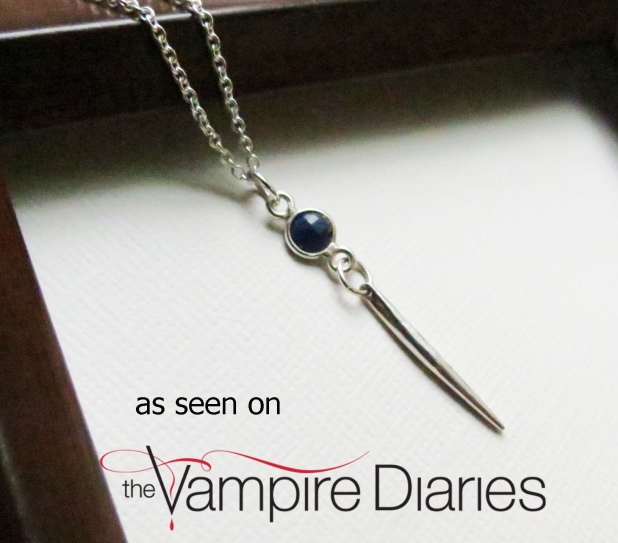Sterling Silver Sapphire Gemstone and Dagger Necklace from Luna Jewelry,