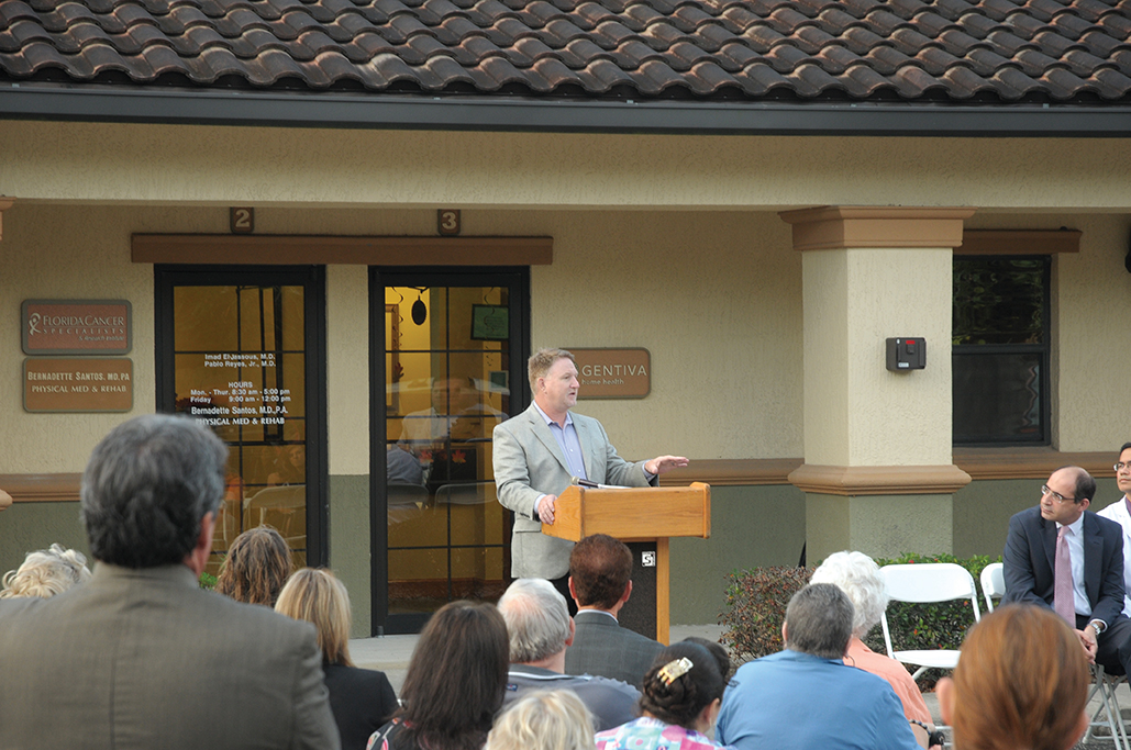 Bradley A. Prechtl, CEO of Florida Cancer Specialists speaks at a Ribbon-Cutting Ceremony in Leesburg, FL.