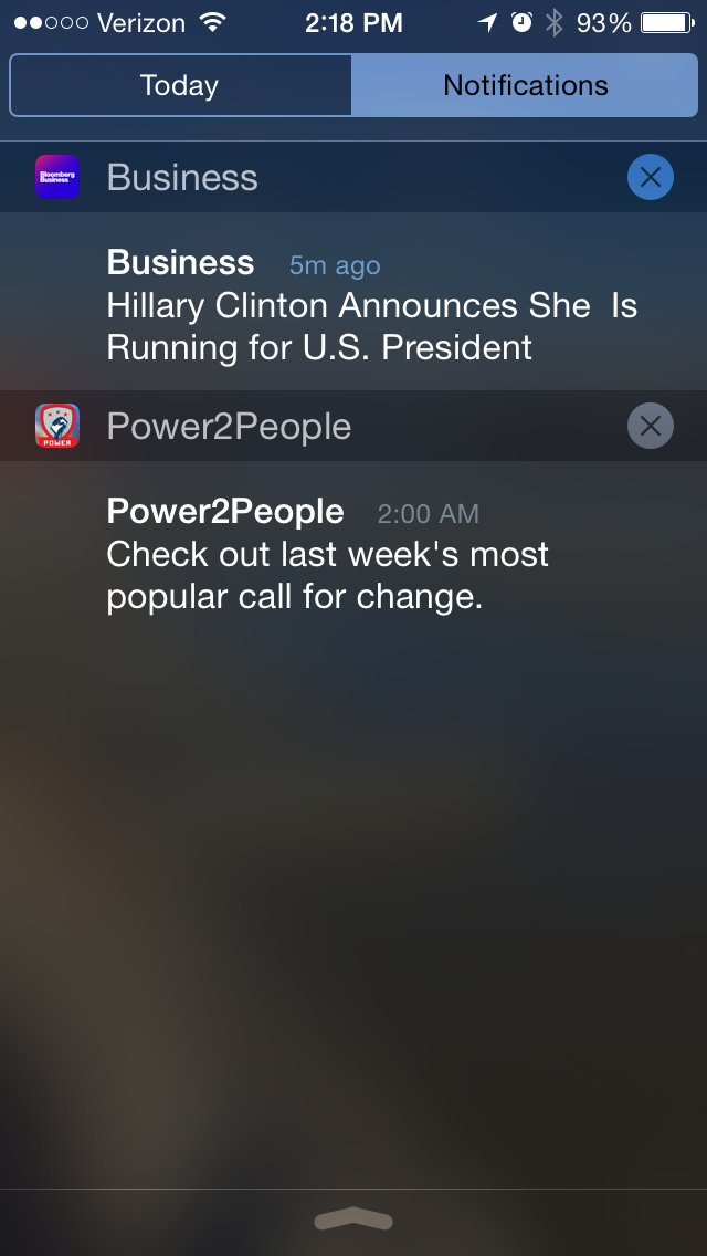 push notifications for Power to People